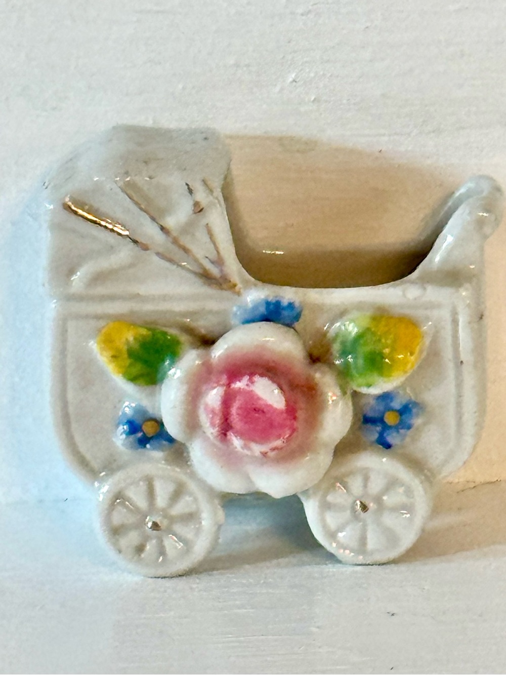 Vintage Miniature Porcelain Baby Carriage Occupied Japan